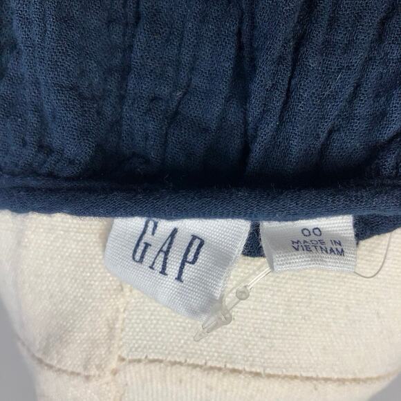 Gap V-neck Crinkle Cotton Jumpsuit Womens 00 Navy Blue New Spring Summer classic - Picture 10 of 13